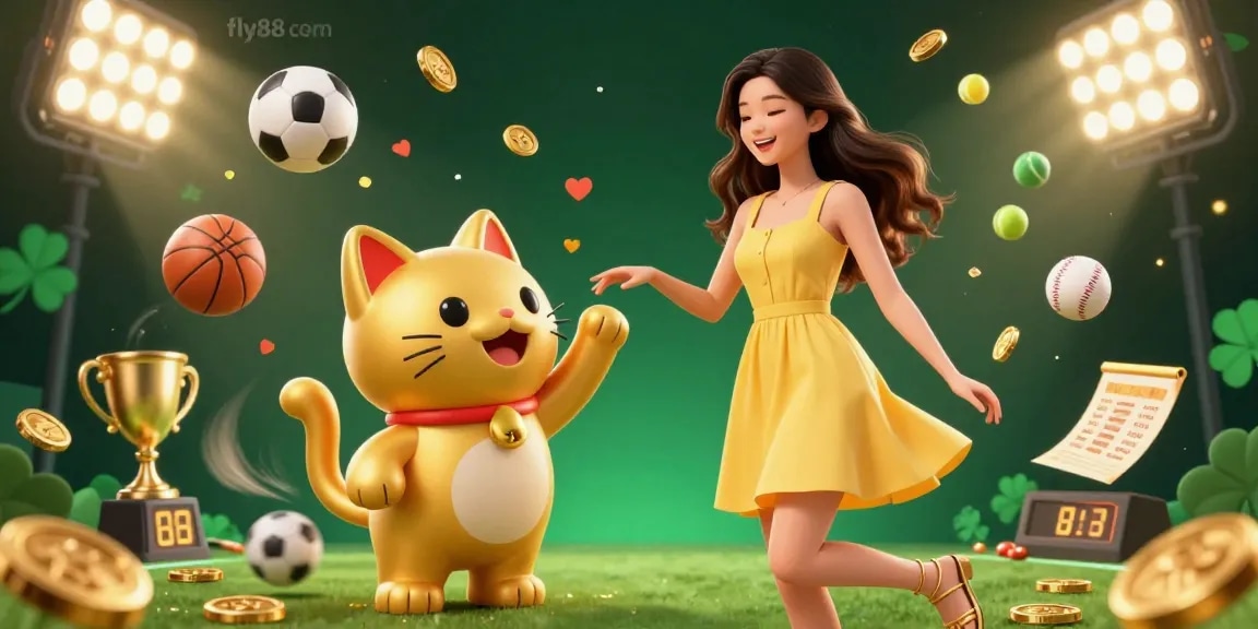 Experience winning with fly88 com while surrounded by vibrant casino elements and festive gold confetti.