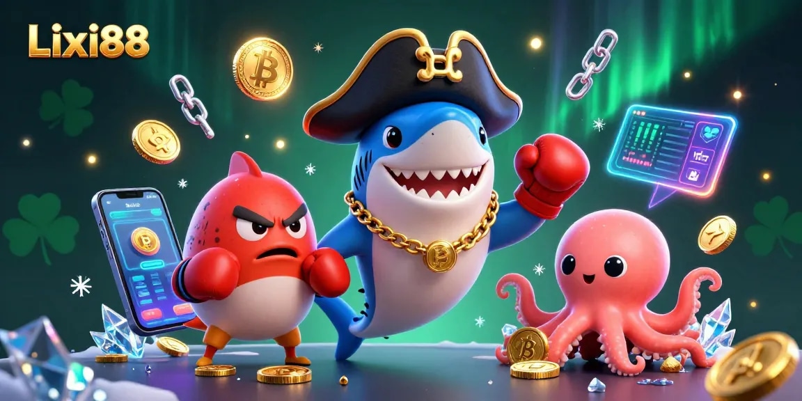 Experience thrilling gameplay and rewards at Lixi88 with dynamic casino characters and crypto elements.
