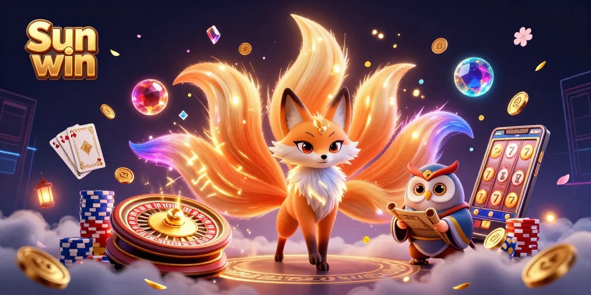 Experience big wins with Sun win in this vibrant casino-themed illustration!