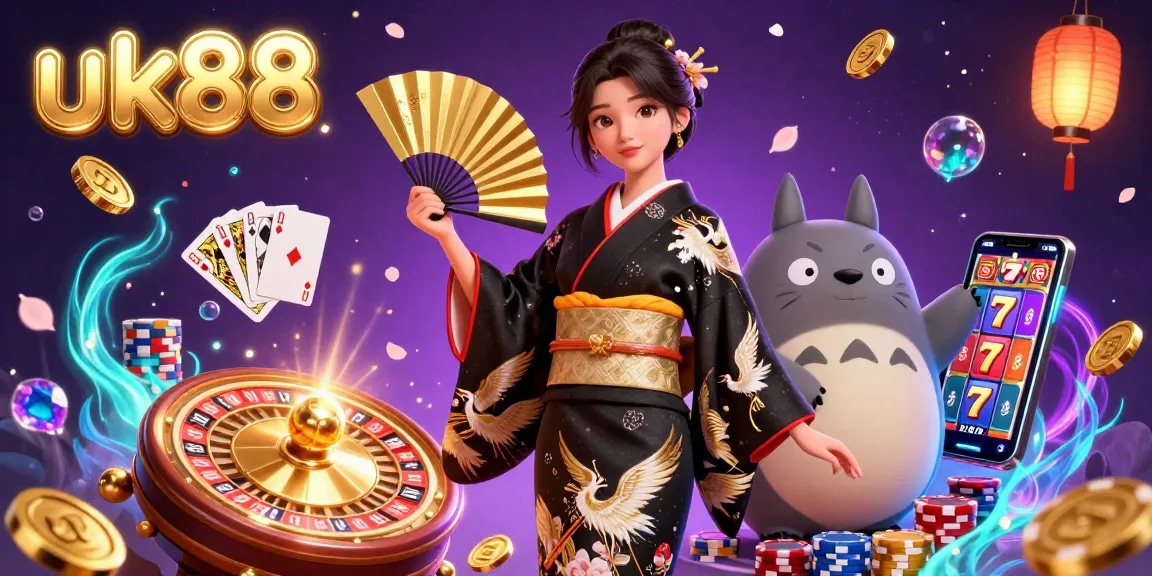 Experience thrilling gaming action with uk88, featuring a lavish scene of luck and fortune.