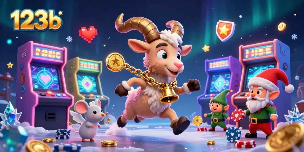 Experience the thrill of 123b with 3D Krampus and charming characters in a playful casino scene.