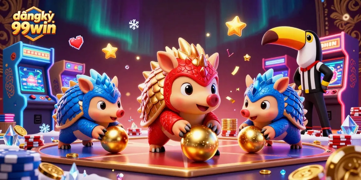Engage with đăngký 99win in a vibrant 3D casino scene showcasing colorful characters and dynamic gaming elements.