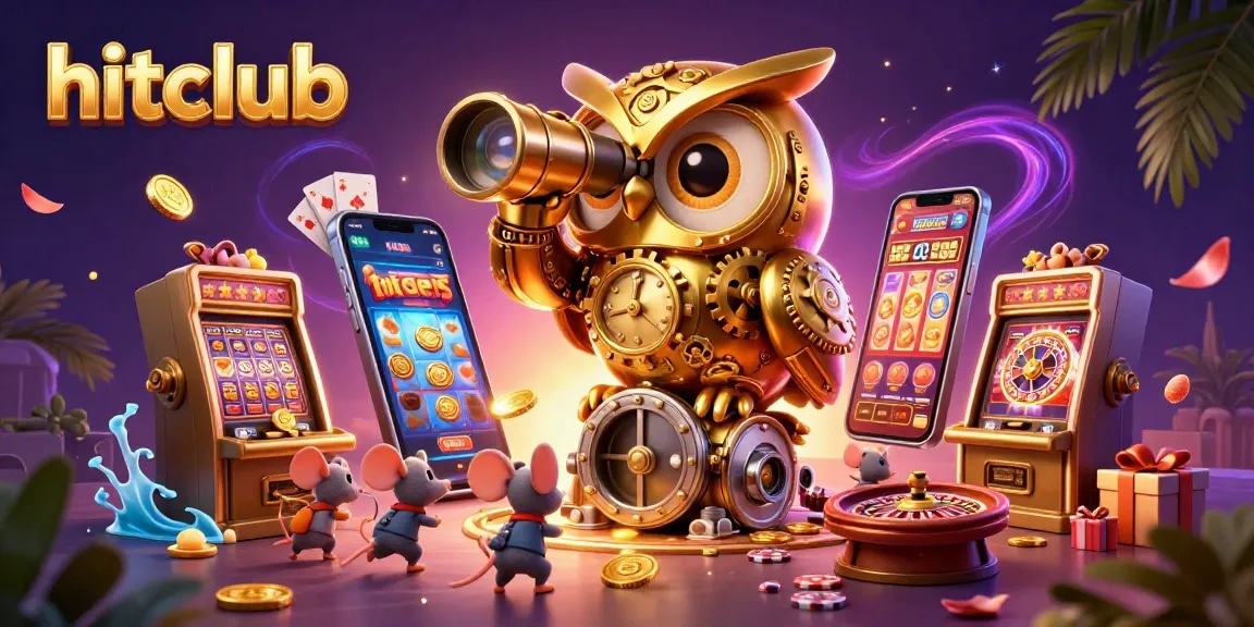 Experience the excitement of hitclub as cartoon characters celebrate jackpot wins on a vibrant casino floor.