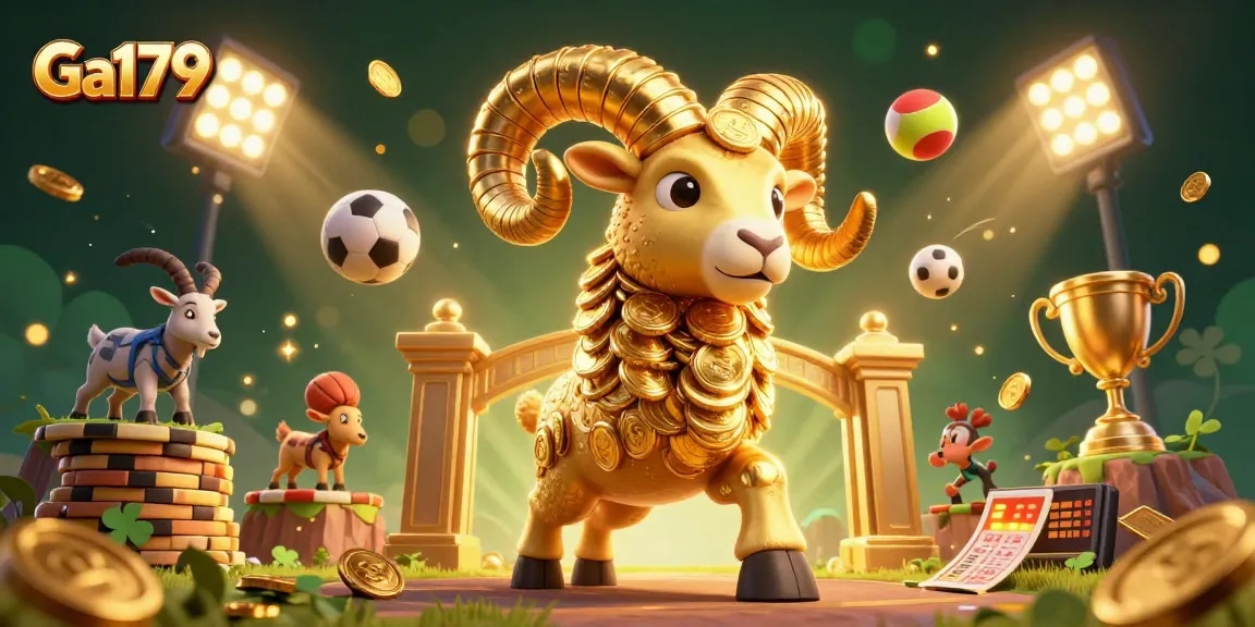 Watch Ga179's thrilling golden ram charge through a vibrant casino arena filled with sports excitement.