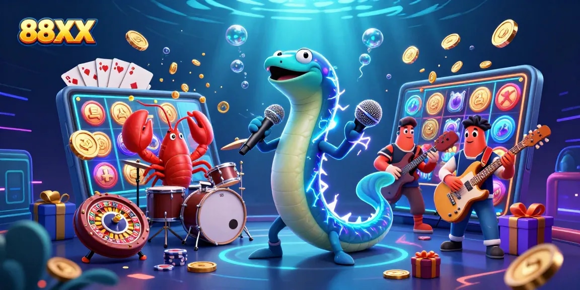 Play exciting games at 88XX's underwater casino with vibrant slot themes and colorful characters.