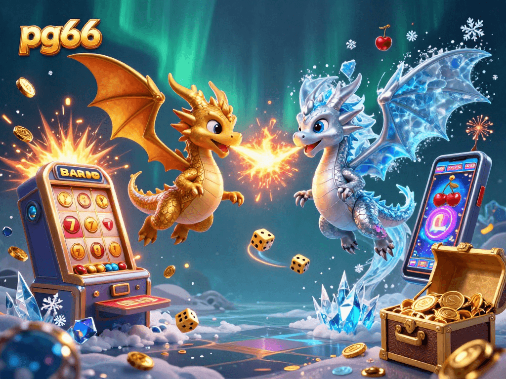 Experience the excitement of winning at pg66 with captivating dragon battles in a vibrant casino setting.