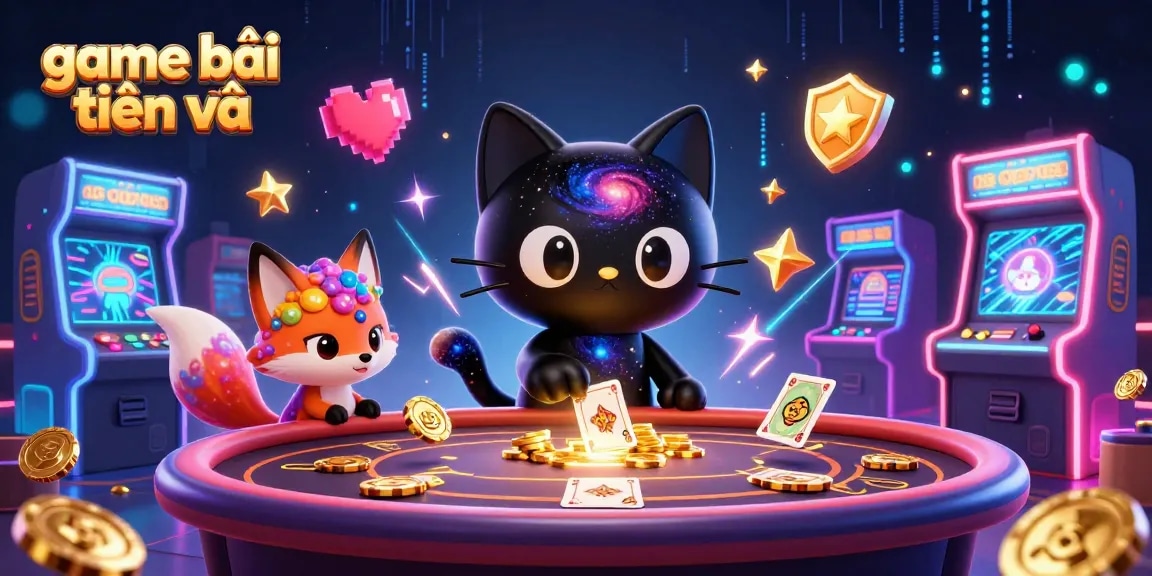 Play game bài tiến lên with vibrant casino characters and colorful gaming elements in action.