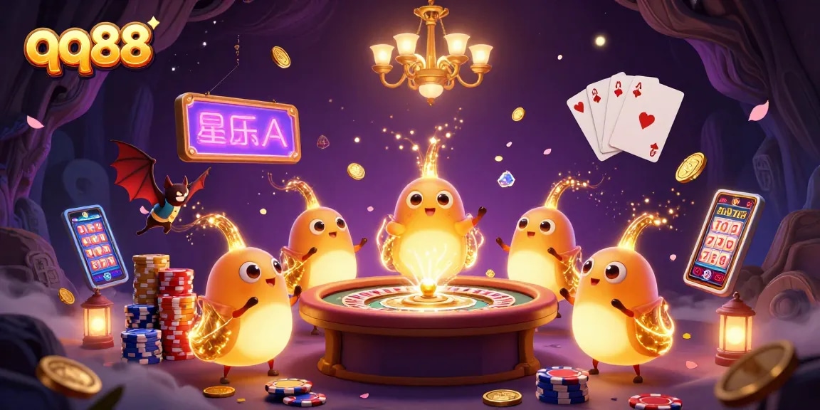 Engage in thrilling games at qq88, as glowworms light up a vibrant cave casino filled with treasures.
