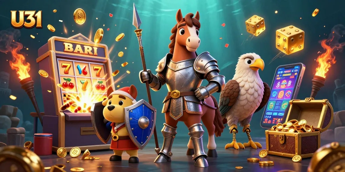 Experience the exciting U31 casino gaming world with vibrant slot machines and dynamic characters.