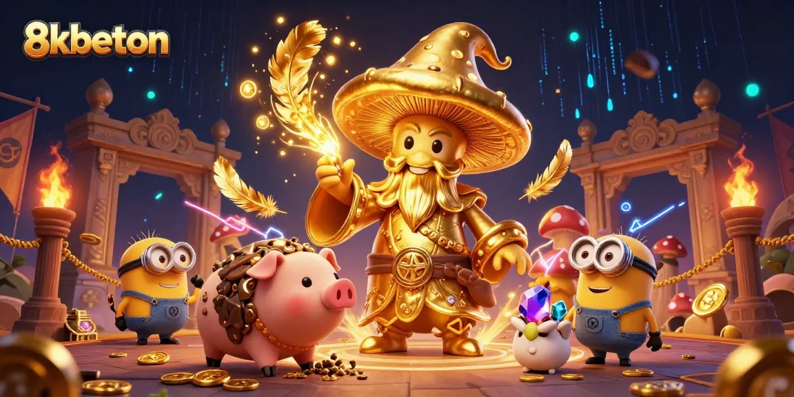 Experience thrilling games at 8kbeton with magic, gold, and excitement in this vibrant casino scene.