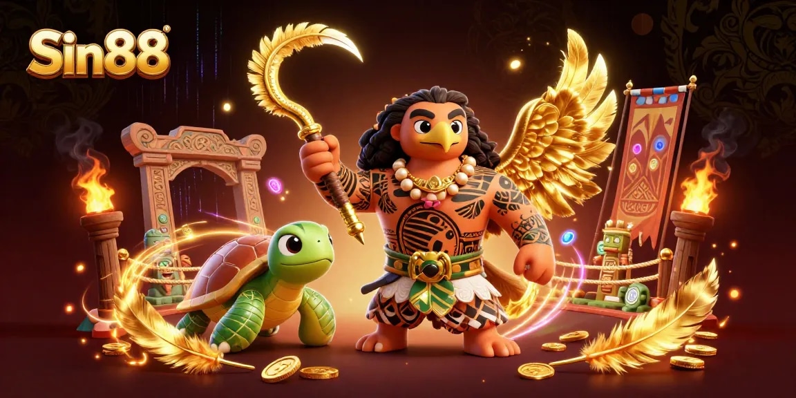 Win big at Sin88 with an exciting 3D casino scene showcasing energetic characters and vibrant game elements.