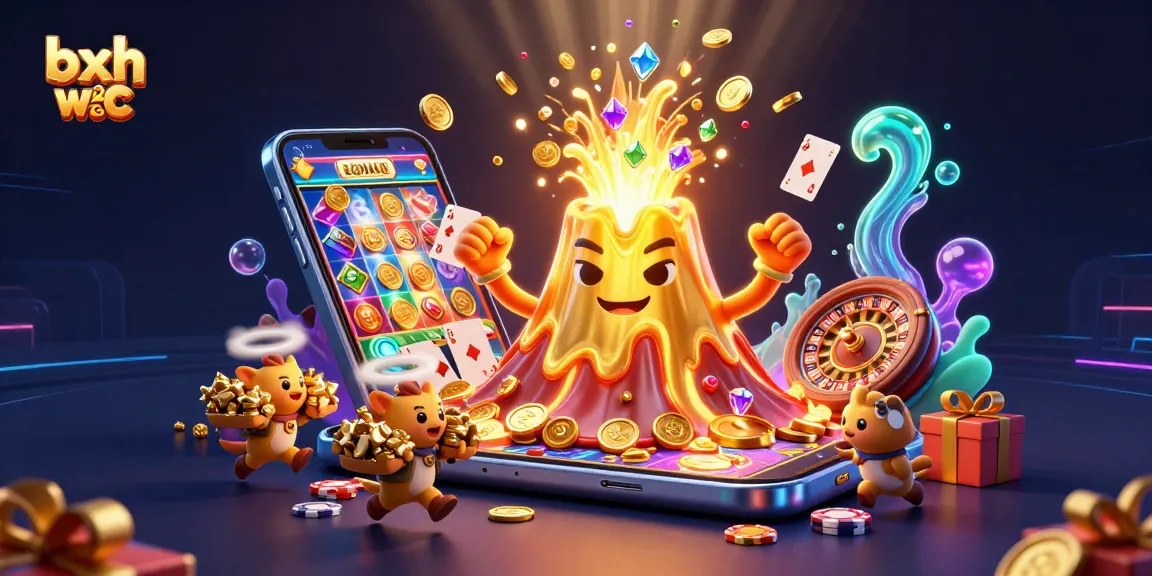 Experience the bxh wc 2026 excitement as the golden volcano erupts treasures in a dynamic casino scene.