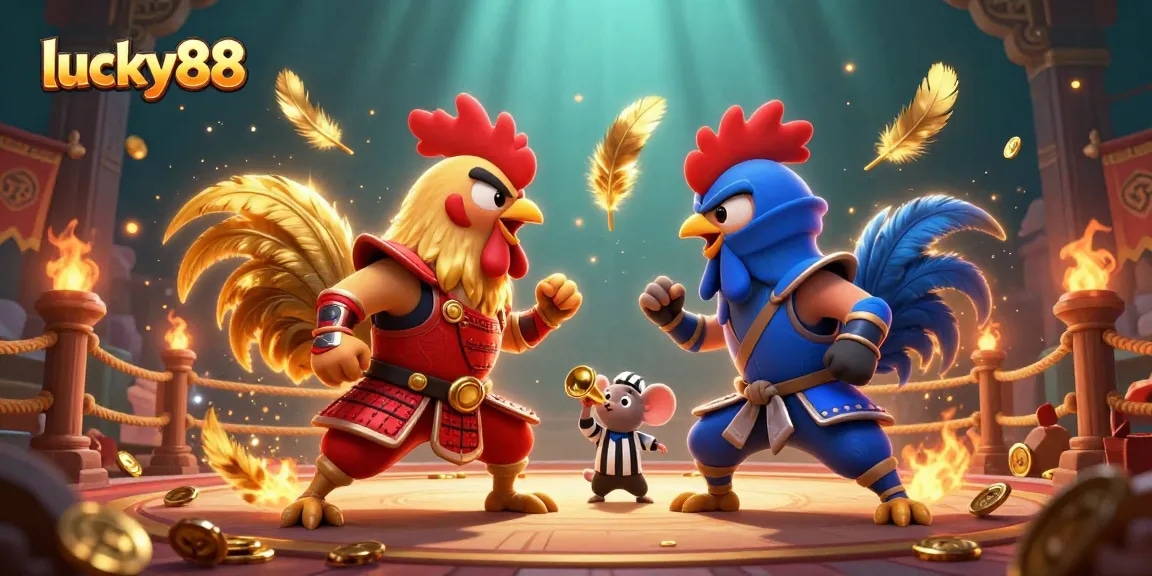 Experience thrilling action with lucky88’s samurai and ninja roosters competing in a dynamic arena.