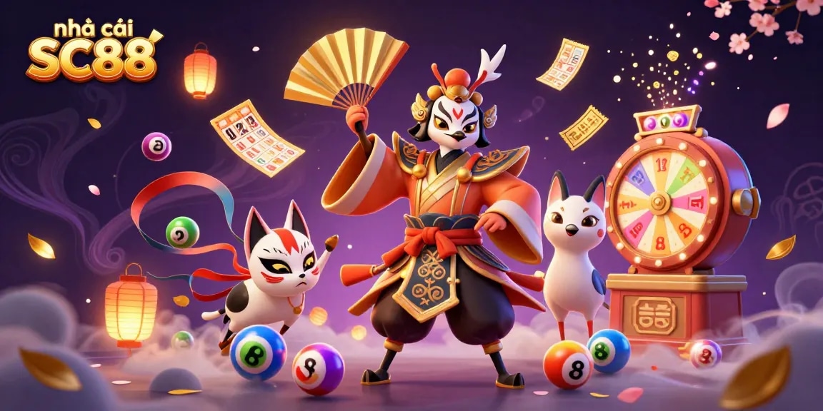 Engage with the world of nhà cái SC88 through this vibrant 3D illustration capturing dynamic gaming elements and characters.