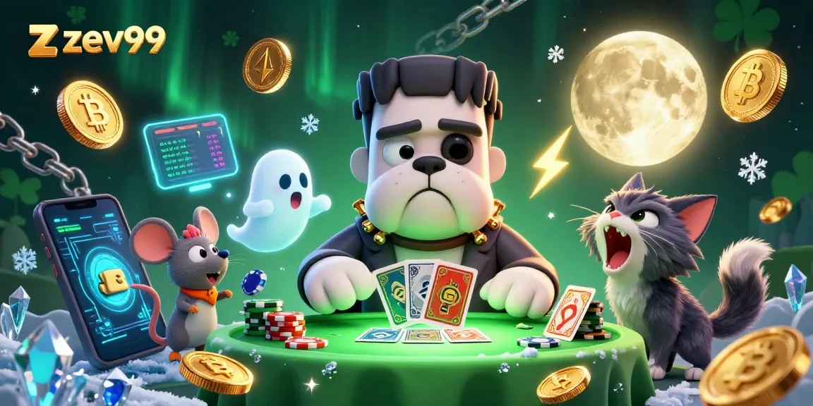 Experience the thrilling atmosphere of zev99 with whimsical characters and vibrant casino elements.