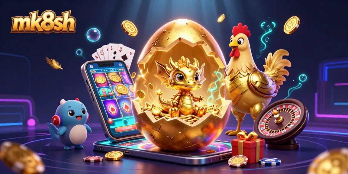 Experience thrilling gameplay with mk8sh's energetic dragon and poker chips in a vibrant casino scene.