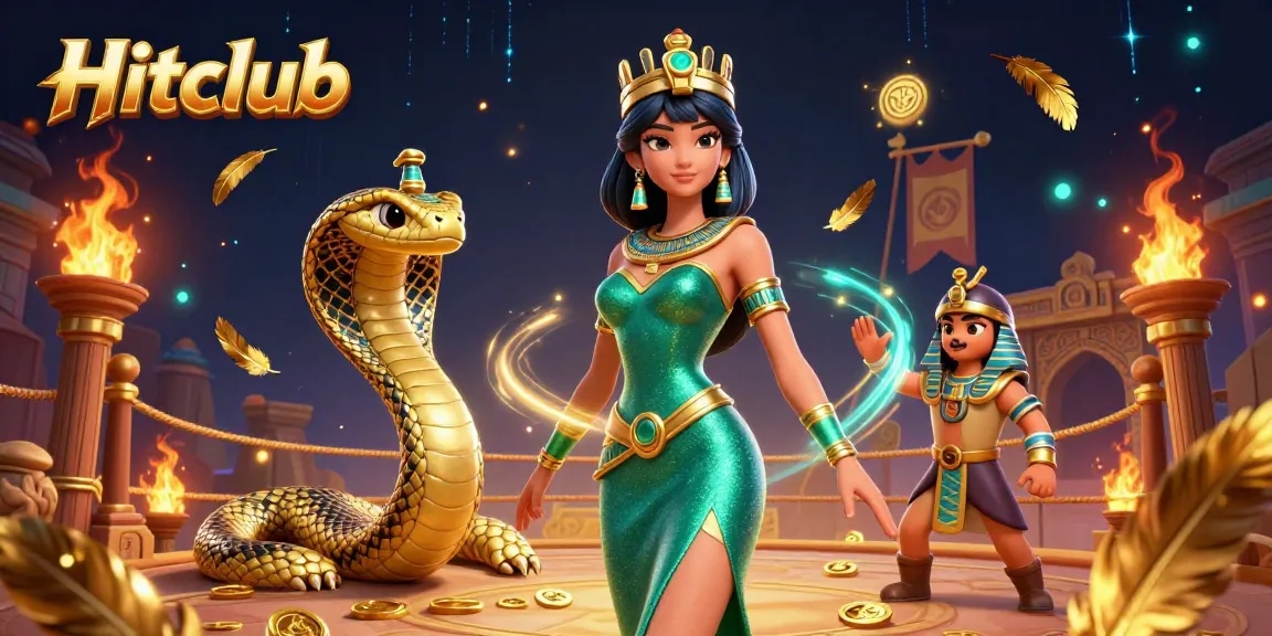Experience thrilling gameplay at Hitclub, illustrated with dynamic characters and stunning casino elements.
