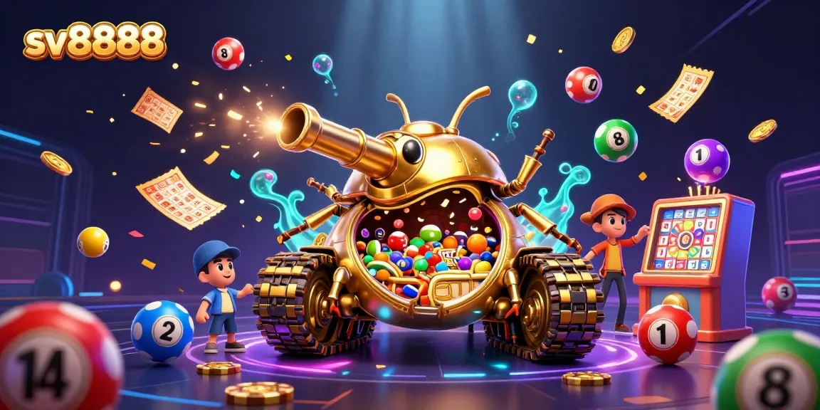 Experience the vibrant thrill of sv8888's miniature casino adventure with a dynamic scene filled with excitement.