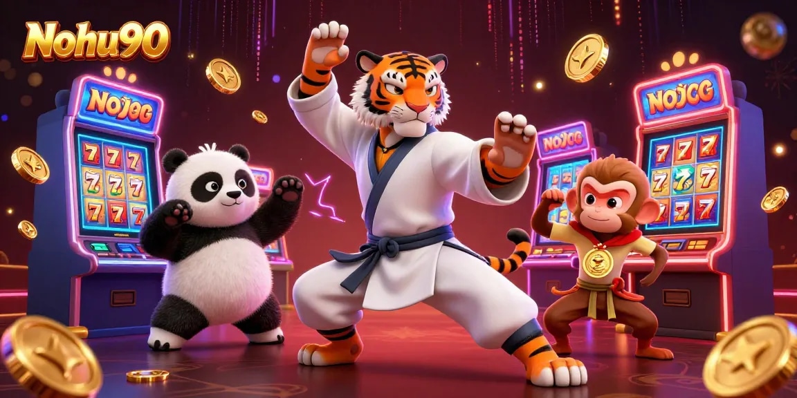 Nohu90 offers an exciting jackpot experience with vibrant 3D characters and slot machines.