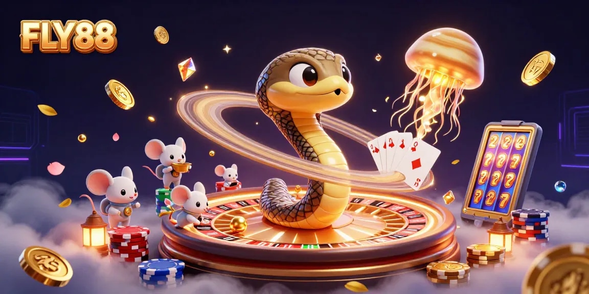 Experience the thrill of FLY88 with astronauts betting around a cosmic roulette wheel.