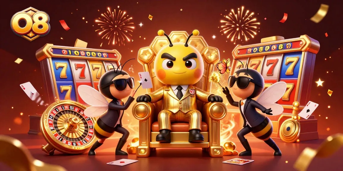 Experience thrilling gameplay at O8 with the bumblebee mob boss in a vibrant, dynamic casino scene.
