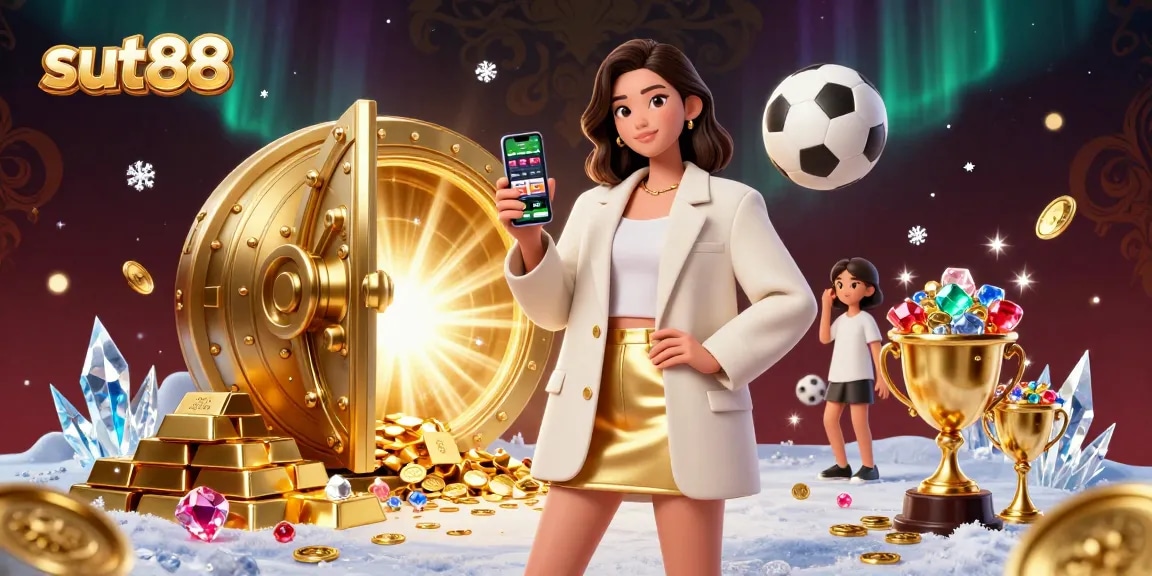 Sut88 empowers players with a thrilling smartphone sports betting experience, enjoying vibrant visuals and golden treasures.