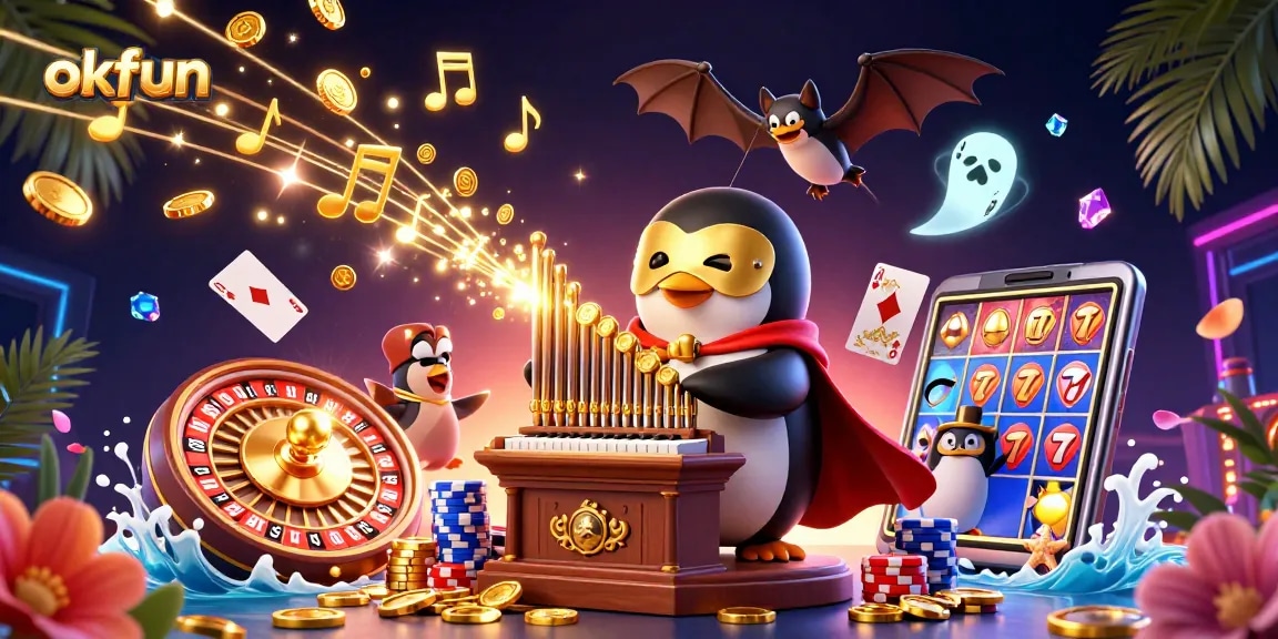 Engage with okfun as the phantom penguin plays, coins cascade, and excitement fills the air.