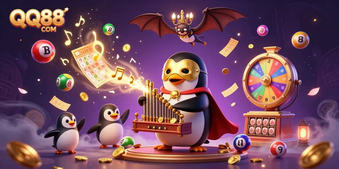 Experience thrilling gaming moments at QQ88 COM with vibrant lottery balls and golden casino elements.