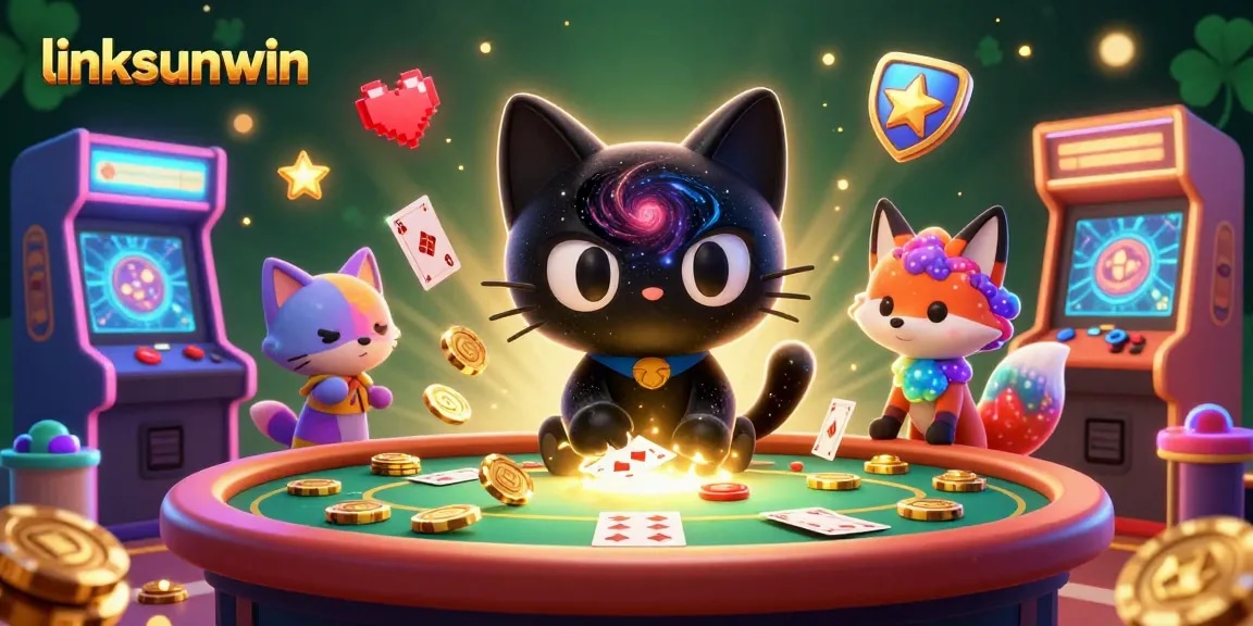 Experience cosmic gaming action with linksunwin as a magical cat and fox captivate at the casino.