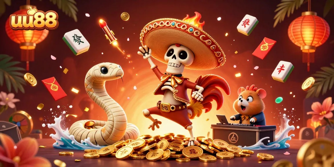 Experience thrilling gaming action with uu88's vibrant 3D casino visuals and lively characters.