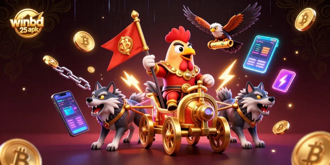 Engage with winbd 25 apk in this vibrant 3D casino illustration filled with dynamic gaming elements.