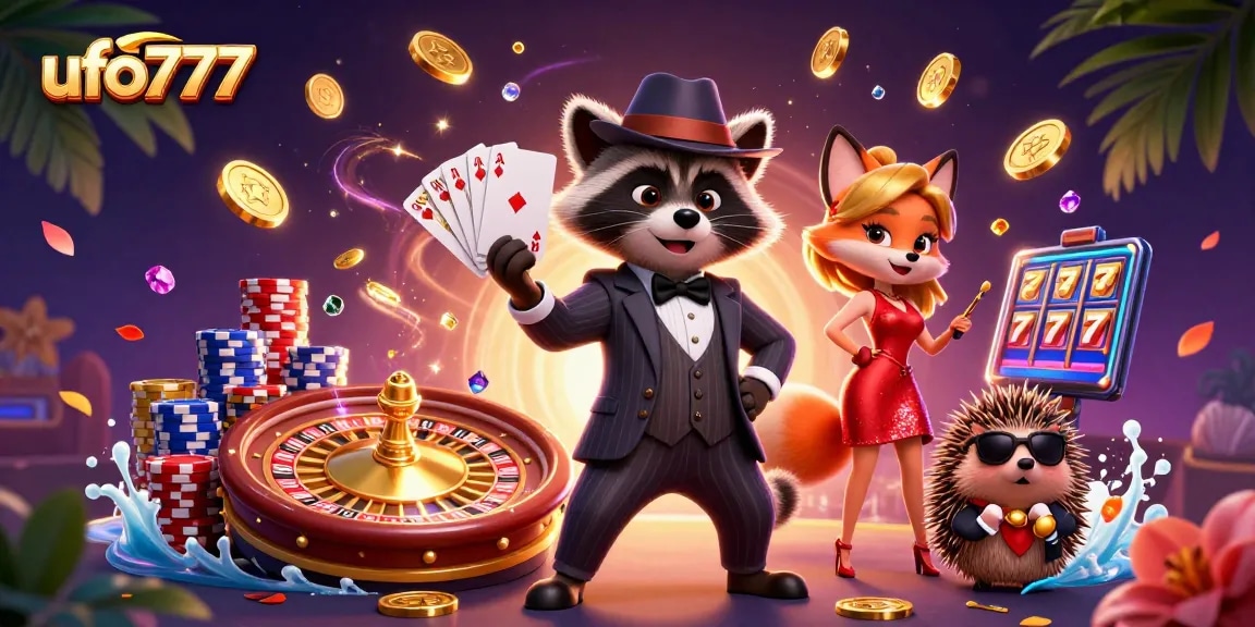 Bet big and win at ufo777 with casino-themed 3D illustration showcasing excitement and vibrant energy.