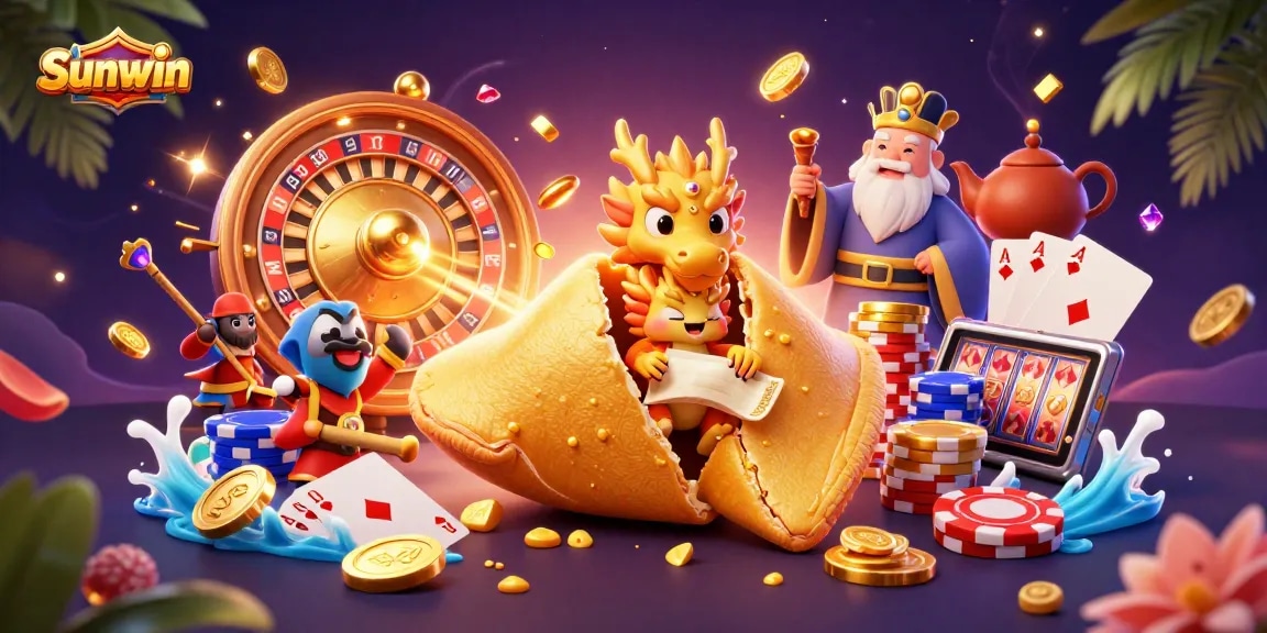 Sunwin players can enjoy vibrant 3D casino games featuring golden coins and a wise dragon.