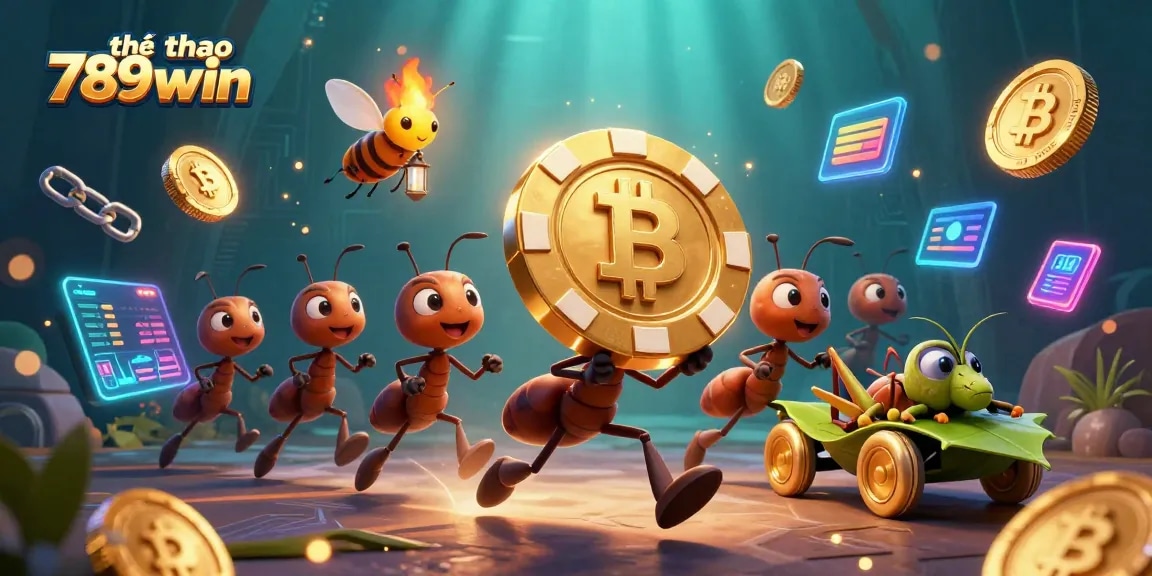 Experience the thrill of thể thao 789win with ants in a heist scene showcasing vibrant casino elements.