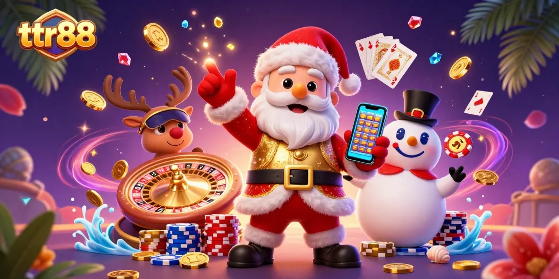 Experience ttr88 casino thrills with Santa, a dealer reindeer, and a poker chip snowman!