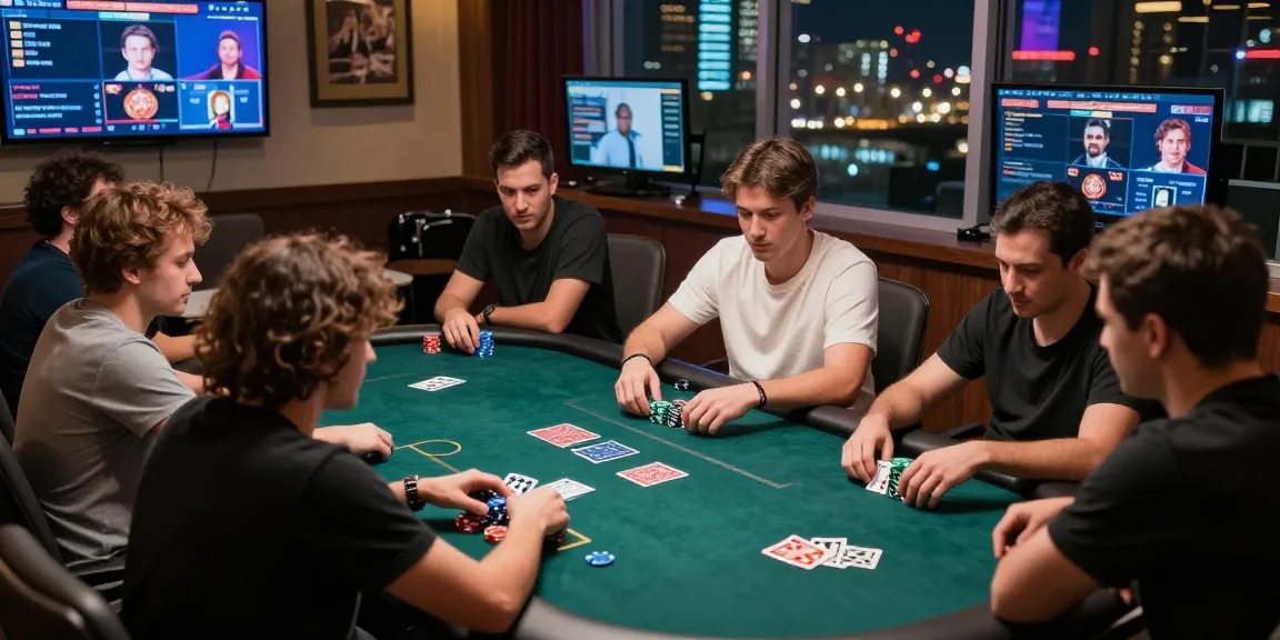 Dewapoker players enjoying an engaging online poker game with vibrant atmosphere and city nightlife