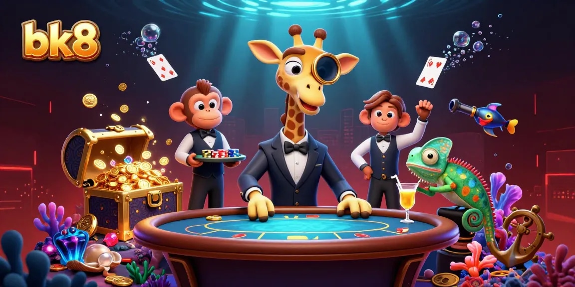 Experience winning excitement at bk8, featuring a high-roller giraffe and dynamic casino elements.