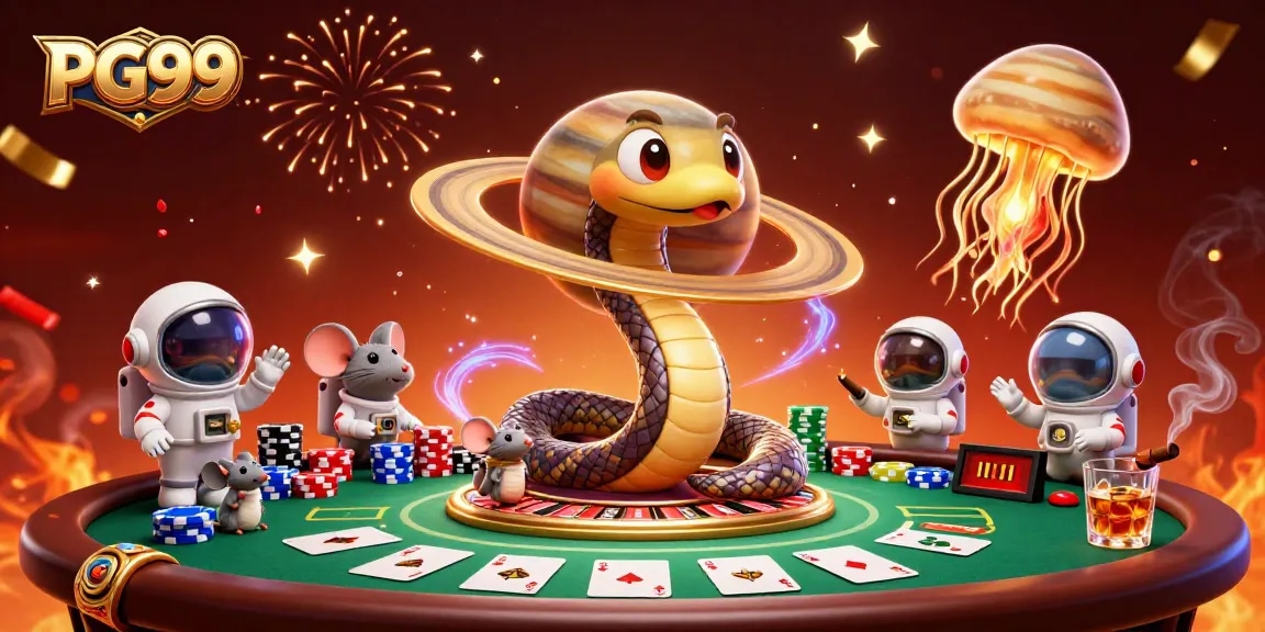 PG99 players engaging in vibrant cosmic roulette action with Saturn's rings.