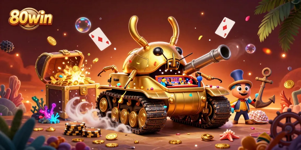 Experience excitement and winning opportunities at 80win with a vibrant 3D casino illustration.