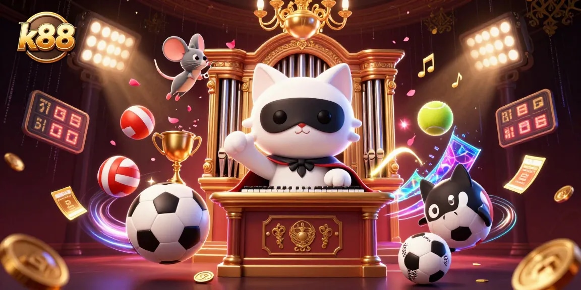 Engage in thrilling betting adventures with k88, featuring a captivating casino scene of unique characters.