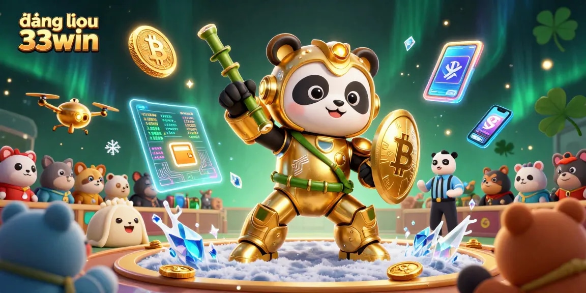 Experience đăng nhập 33win in a vibrant casino scene with exciting slot game elements and crypto visuals.