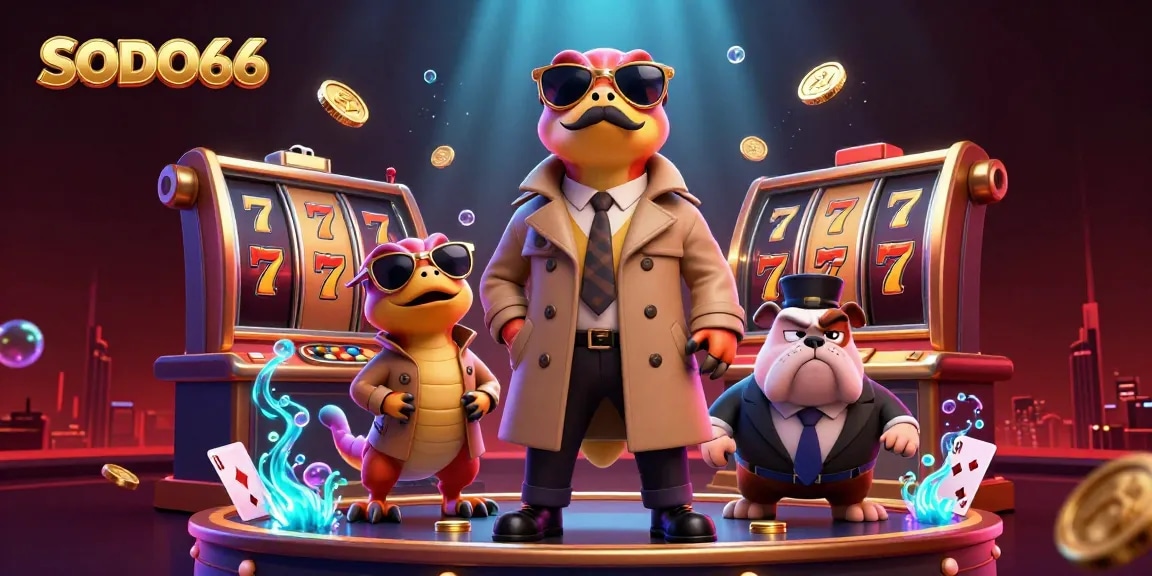 SODO66 raptors in a trench coat attempting VIP casino entry, enrich your gaming experience.