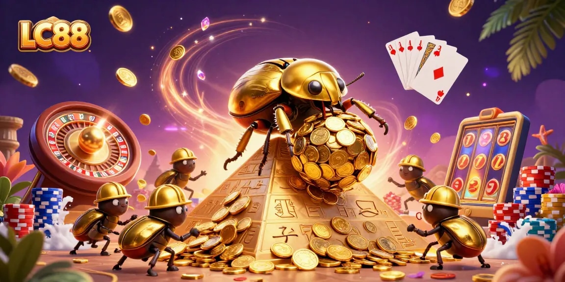 Experience thrilling wins at LC88 with golden coins cascading around exciting games.