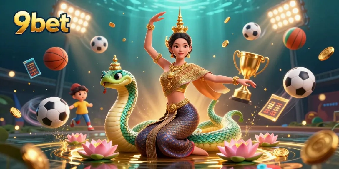 Experience thrilling sports action with 9bet featuring vibrant characters and dynamic sports elements.