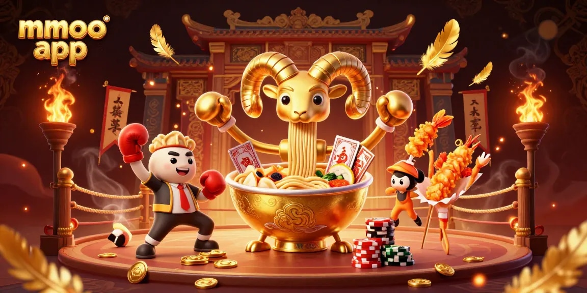 Win big with the mmoo app in this vibrant casino-themed digital illustration