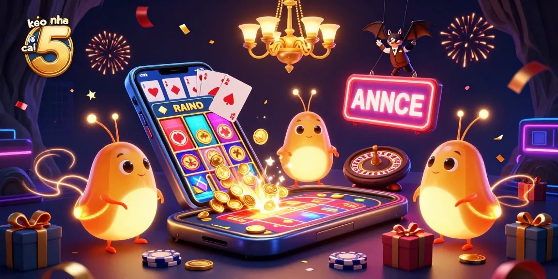 Engage with the dynamic keo nha cai 5 scene showcasing glowing glowworms lighting a vibrant cave casino.