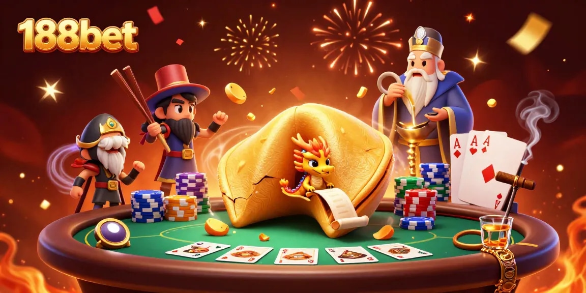 Experience thrilling entertainment with 188bet's unique casino gaming elements in an enchanting 3D illustration.