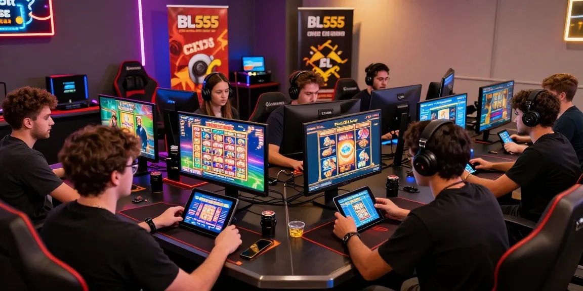 Players immersing in the thrilling BL555 gaming experience with vibrant screens and interactive atmosphere.