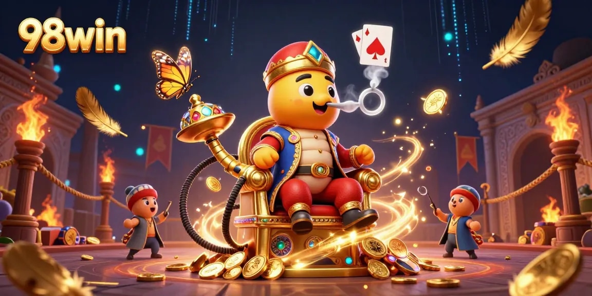Play exciting games at 98win, featuring vibrant 3D characters and dynamic casino elements.