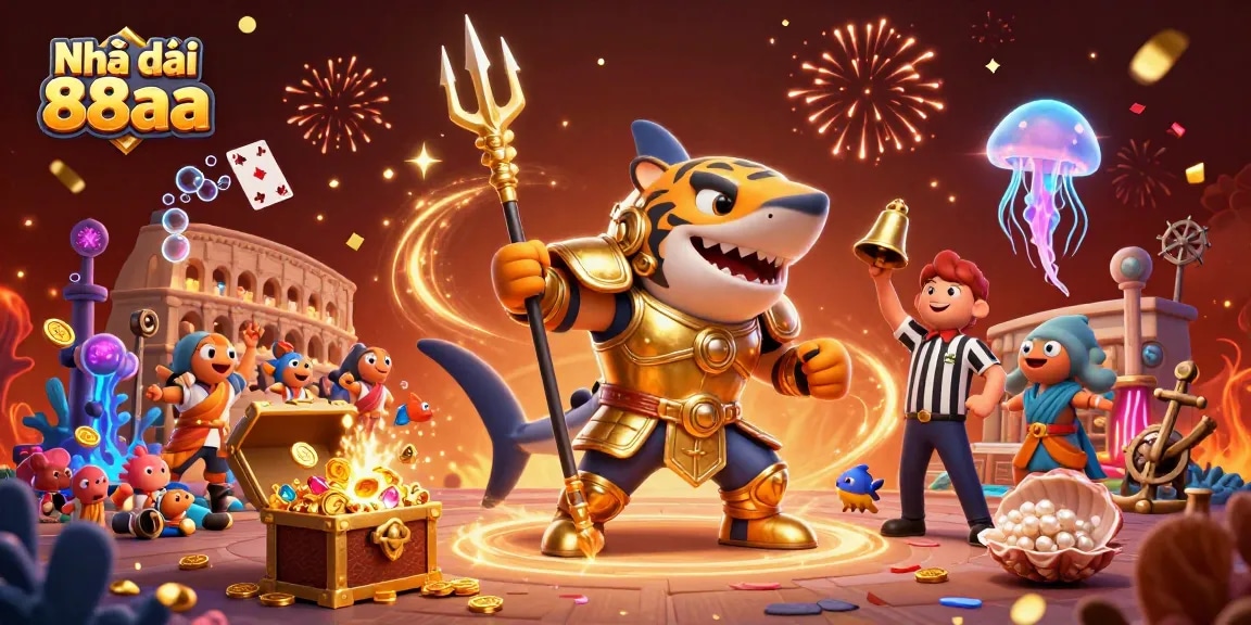 Engage in thrilling action with Nhà cái 88aa at a vibrant underwater casino scene!